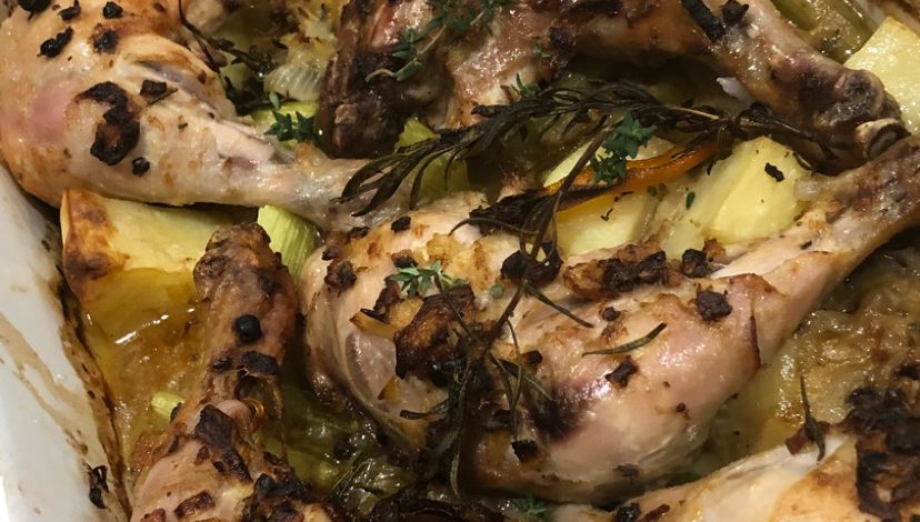 Baked Chicken with Celeriac, Rosemary & Juniper