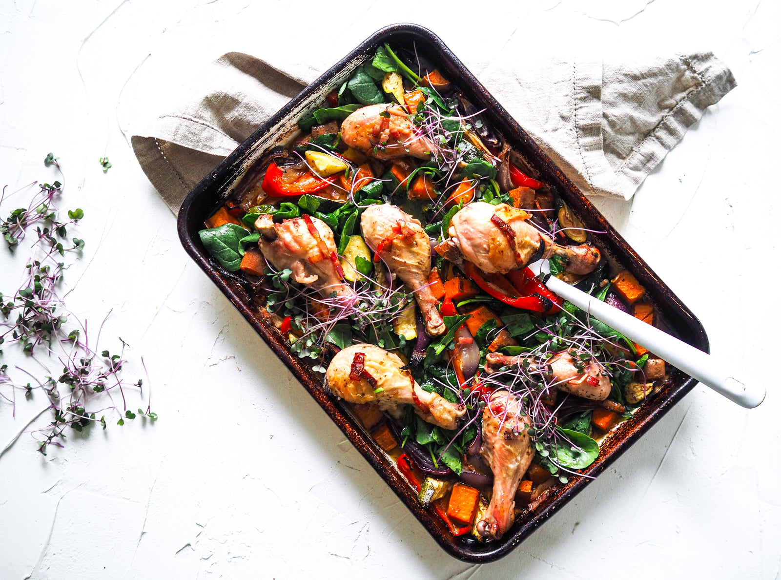 Chicken, Bacon & Roast Veggie Traybake