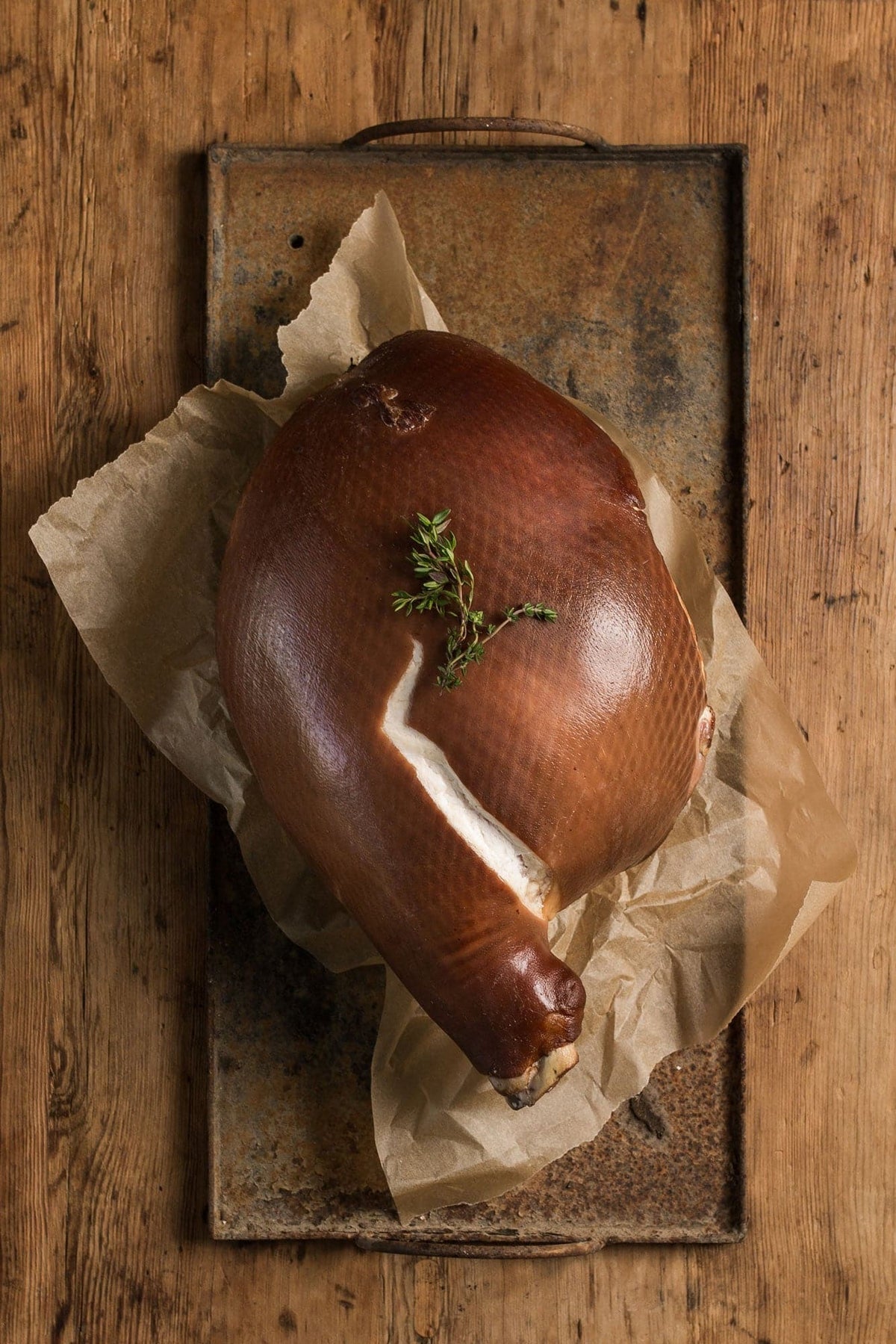 Free-Range, Chemical Nitrite-Free Smoked Leg Ham on the Bone